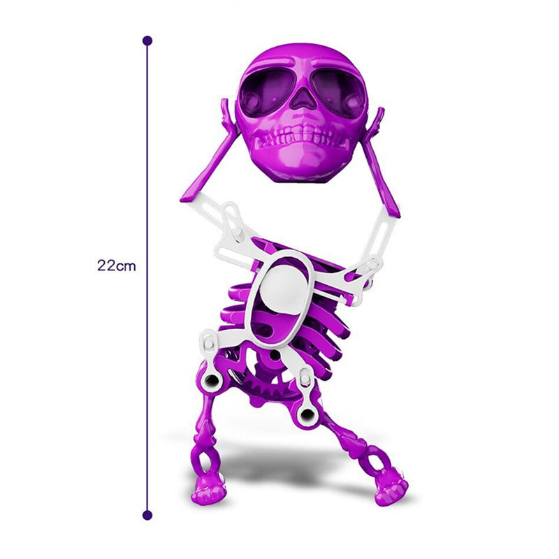 3D Printed Dancing Skeleton Skull Robot Figures Toys Mini Skull Spooky Dancing