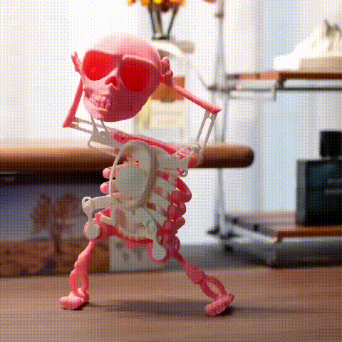 3D Printed Dancing Skeleton Skull Robot Figures Toys Mini Skull Spooky Dancing