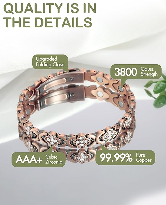 ✨✨Diystar® Copper Bracelets for Women🔥🔥Pure Copper Magnetic Bracelet with 3800 Gauss Effective Magnets