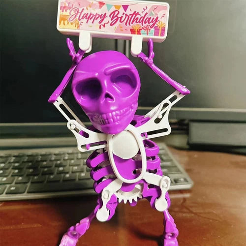 3D Printed Dancing Skeleton Skull Robot Figures Toys Mini Skull Spooky Dancing