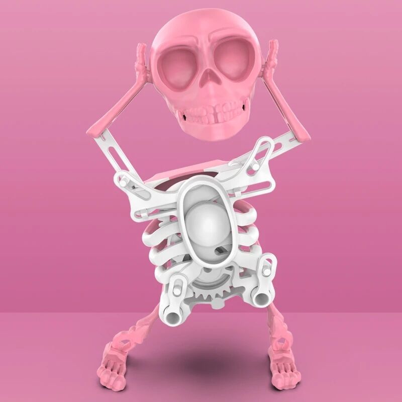 3D Printed Dancing Skeleton Skull Robot Figures Toys Mini Skull Spooky Dancing