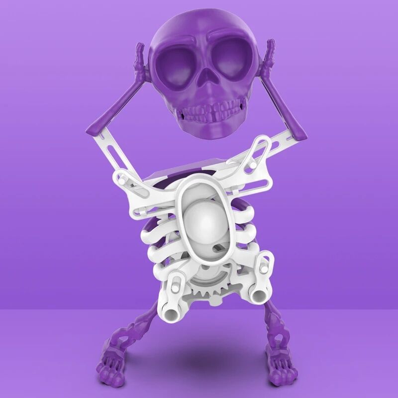 3D Printed Dancing Skeleton Skull Robot Figures Toys Mini Skull Spooky Dancing