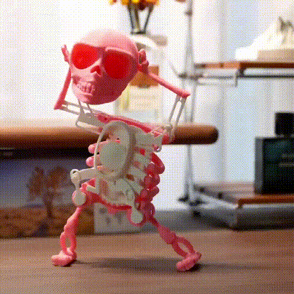 3D Printed Dancing Skeleton Skull Robot Figures Toys Mini Skull Spooky Dancing