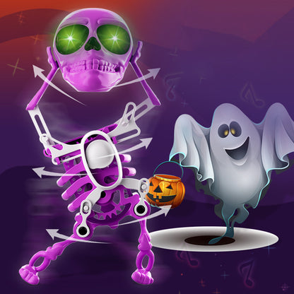 3D Printed Dancing Skeleton Skull Robot Figures Toys Mini Skull Spooky Dancing