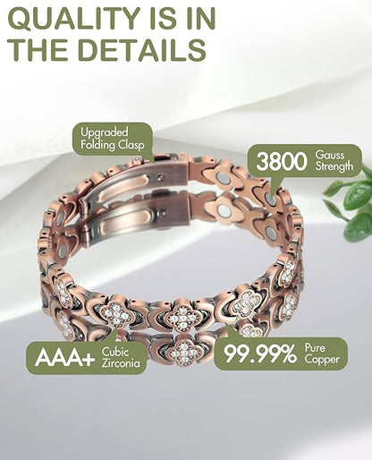 🔥Diystar® Copper Bracelets for Women. Pure Copper Magnetic Bracelet with 3800 Gauss Effective Magnets