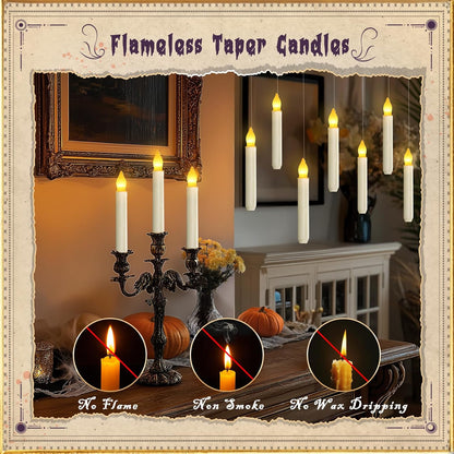 👻👻 Enchant Your Halloween 🎃🎃 Flameless Candles with Magic Wand Remote for Christmas Halloween Decorations