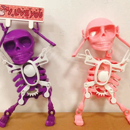 3D Printed Dancing Skeleton Skull Robot Figures Toys Mini Skull Spooky Dancing