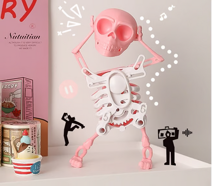 3D Printed Dancing Skeleton Skull Robot Figures Toys Mini Skull Spooky Dancing