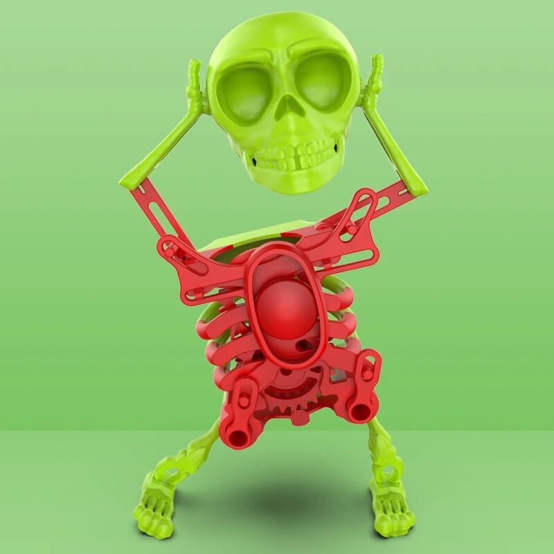 3D Printed Dancing Skeleton Skull Robot Figures Toys Mini Skull Spooky Dancing