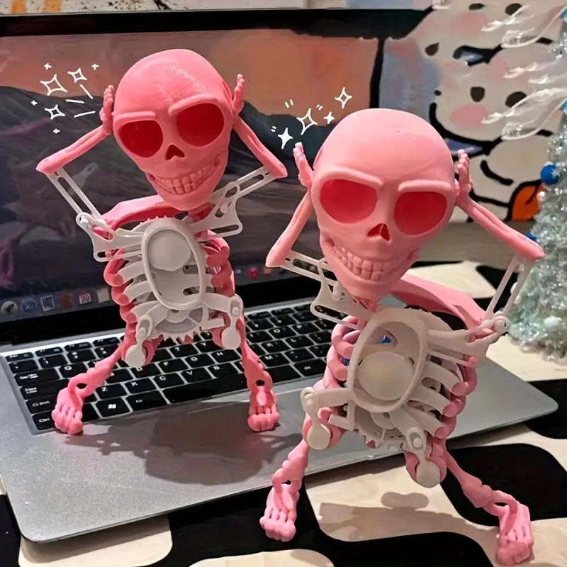 3D Printed Dancing Skeleton Skull Robot Figures Toys Mini Skull Spooky Dancing