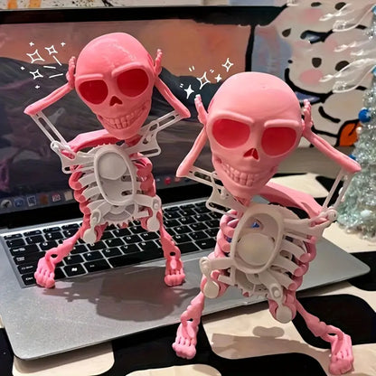 3D Printed Dancing Skeleton Skull Robot Figures Toys Mini Skull Spooky Dancing